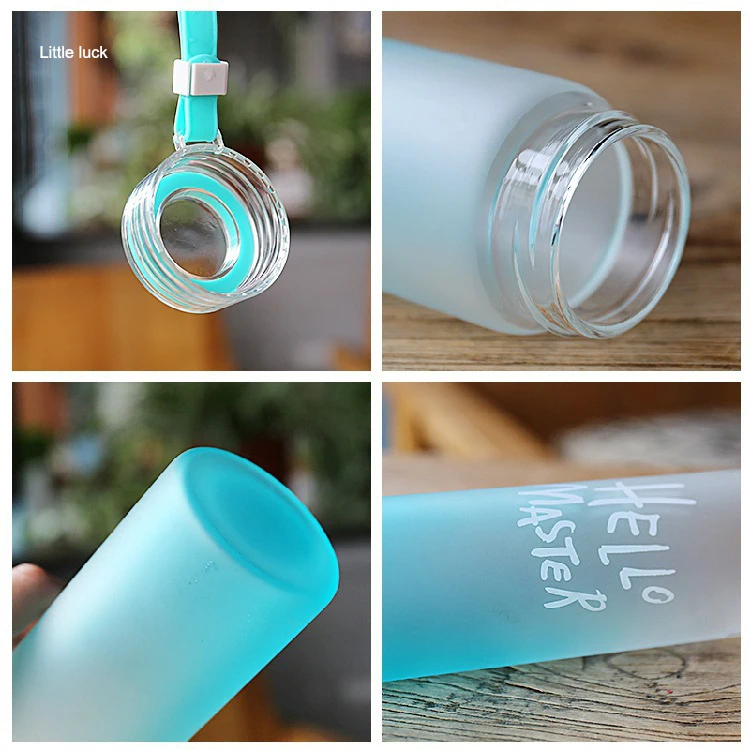 Creative Frosted Glass Water Bottle Gradient Color Glass Drinking