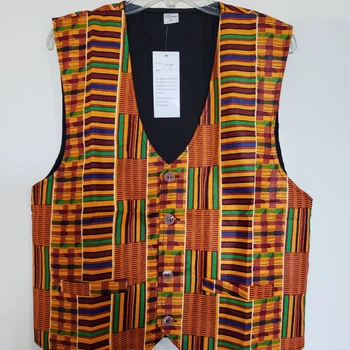 African Kente Custom Made Vest African Print vest Kinte Black History Men's kent Jacket Coat Koti Handmade Vest Jackets