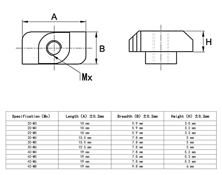 45 Series T Slot Nut Sliding T Nut Hammer Head Nut For Fasten Connector ...