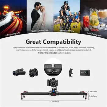 Neewer 31.5/80cm Motorized Camera Slider,2.4G Wireless Control Carbon Fiber Dolly Rail Camera Slider,Support Video Mode,Time detail image
