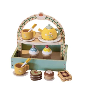 EDULAND Kindergarten Preschool Play House New Cross-Border Children's Wooden Tea Dessert Set Role-Playing Kitchen Food Toys