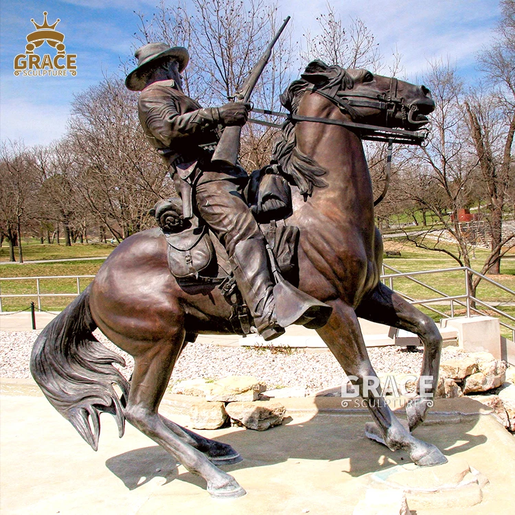 Antique Bronze Cowboy Statue With Horse Statue - Buy Life Size Horse ...