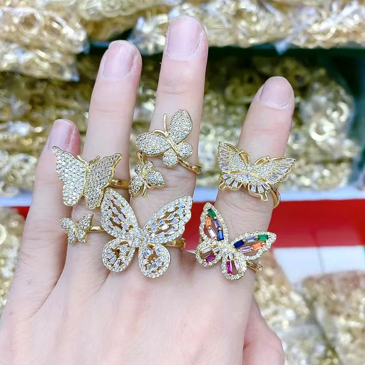 RM1117 Dainty CZ Micro Pave Butterfly Rings for Women