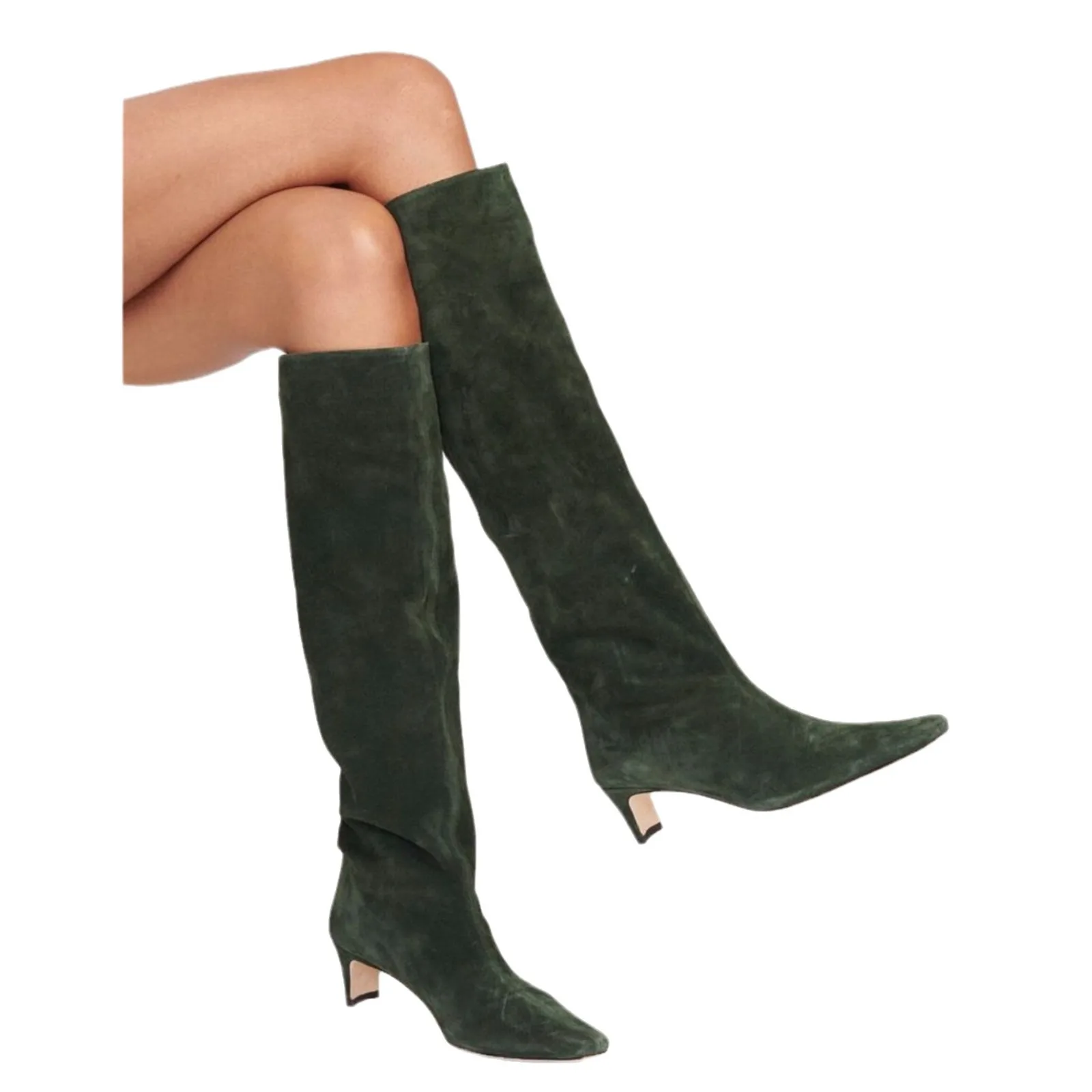 New Style Suede Leather Winter Ladies Boots Square Toe Low Kitten Heel Boots Women Shoes Knee-high - Image 1