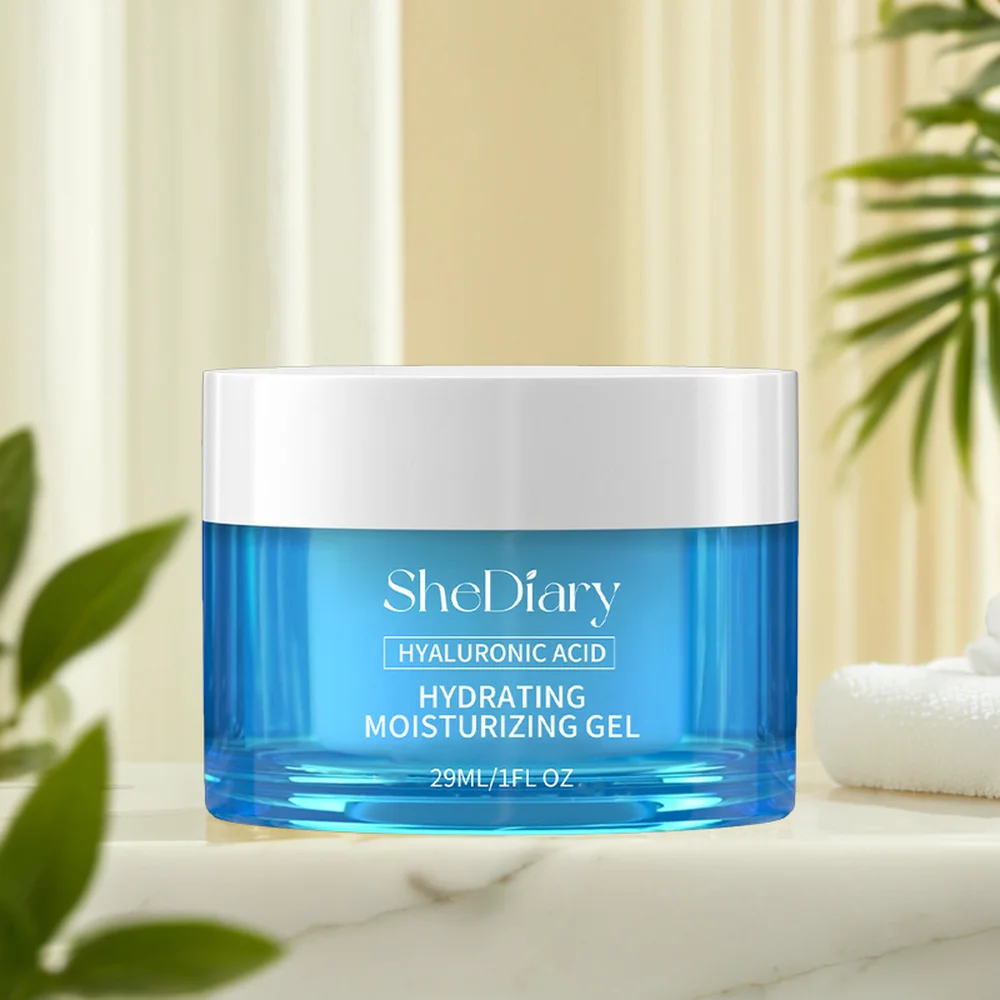 Shediary Gel de agua hidratante con ácido hialurónico, crema hidratante facial de uso diario para piel seca, crema y loción facial antienvejecimiento sin aceite