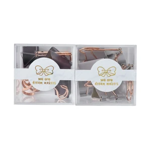 DIY Sticker Eco-Friendly Office Stationery Large Metal Modern Popular Square Spring 2.8cm Long Tail Binder Clip Gold Color OEM