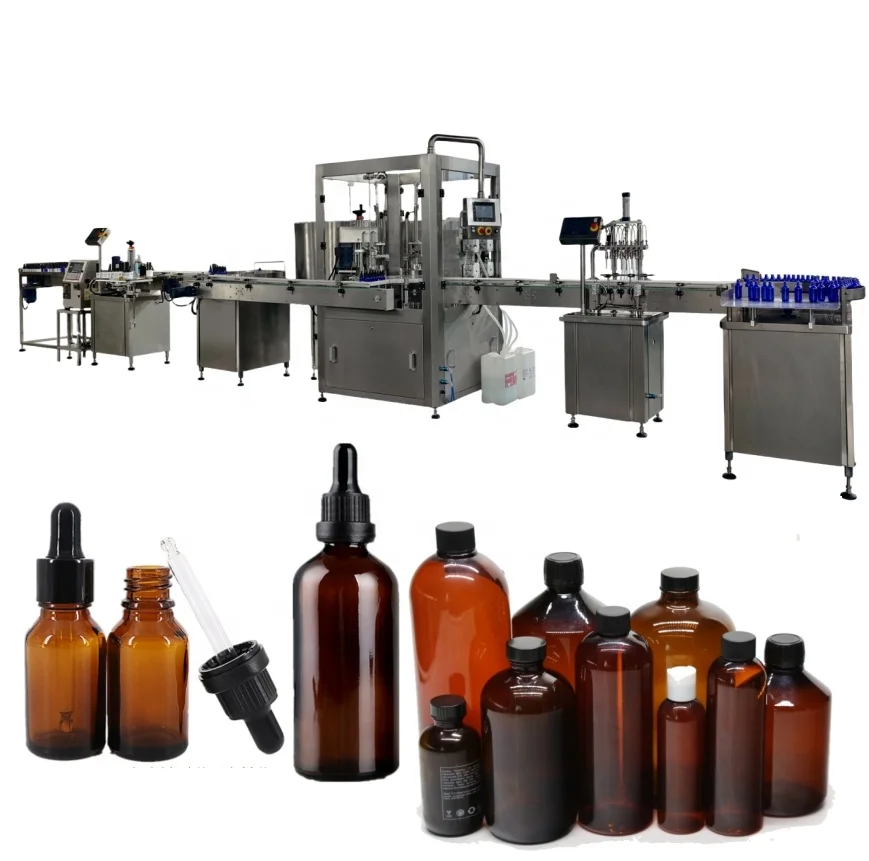 دستگاه پرکننده و سیل کننده بطری شیشه‌ای دیپر اتوماتیک 10 میلی‌لیتر تا 100 میلی‌لیتری برای روغن‌های ضروری و روغن کنابیس
