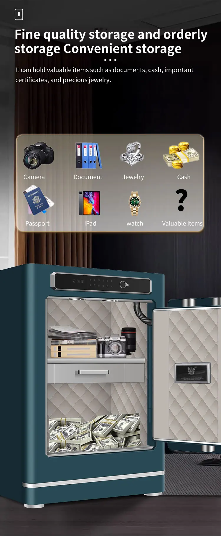 CEQSAFE Large Digital Safe Box Smart TUYA APP WIFI Anti-Theft Secret Safe With Combination Lock Key Remote Opening Safe Box details