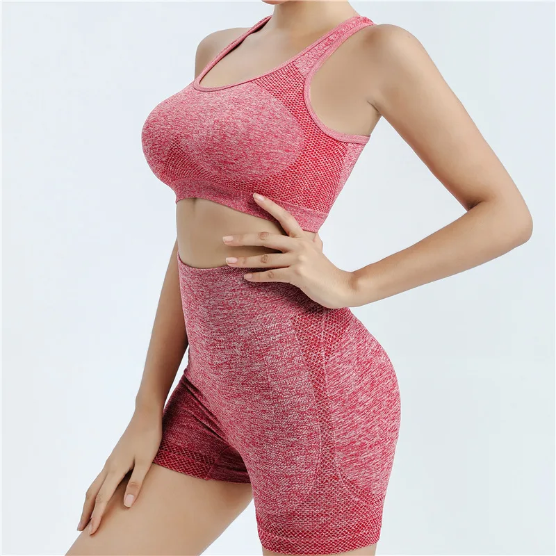 wholesale cheap Custom Logo Yoga Women Clothing Ribbed High Waist Fitness Gym Wear Sleeveless Workout Suit Seamless Yoga Set