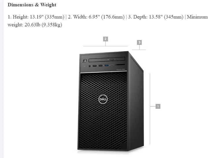 DELL Precision T3630 Workstation - Intel Xeon E-2124, 32GB RAM