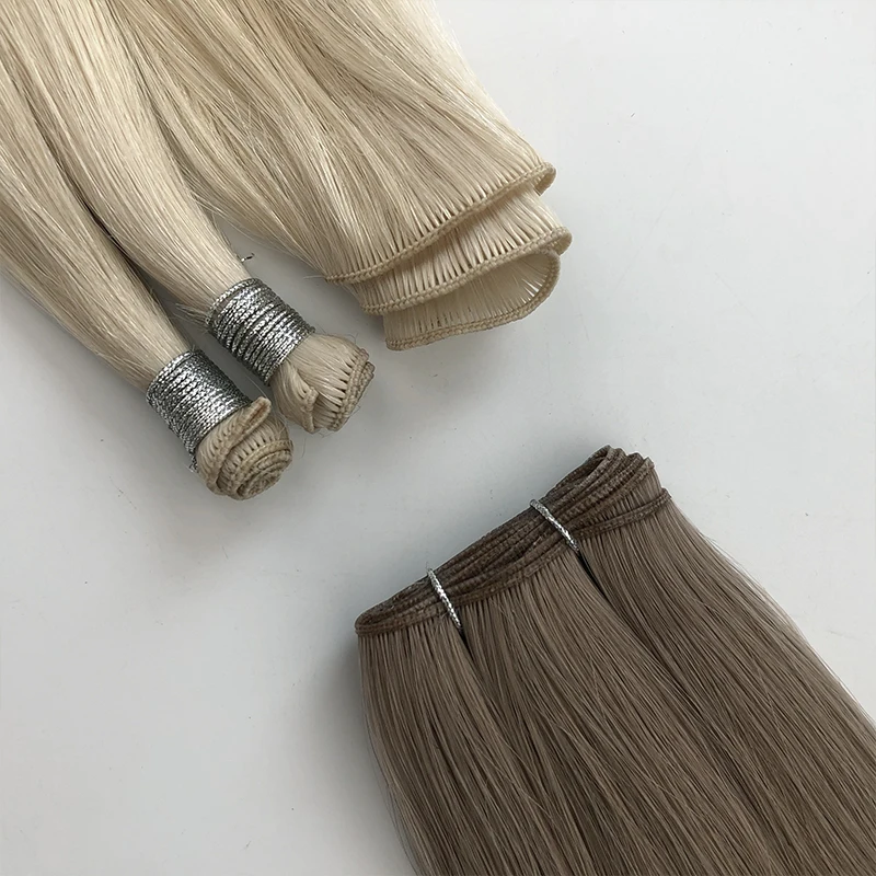 Russian Thin Invisible Genius Weft Hair Extensions Double Drawn Human Hair Volume Genius Weft