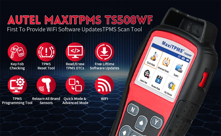Autel MaxiTPMS TS508WF TPMS Car Diagnostic Programming Tool MX-Sersors 315 433MHz, Relearn Activate All Sensors