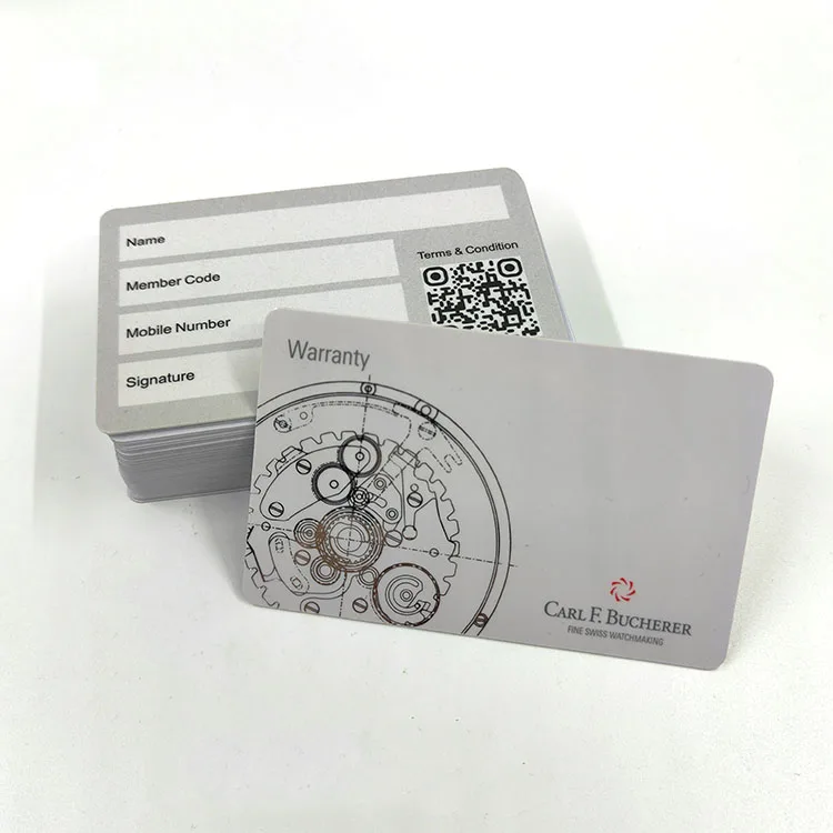 Free Samples Personal Custom Design Offset Printing Plastic Logo Glossy Matt Writable Warranty Card for Luxury Watch