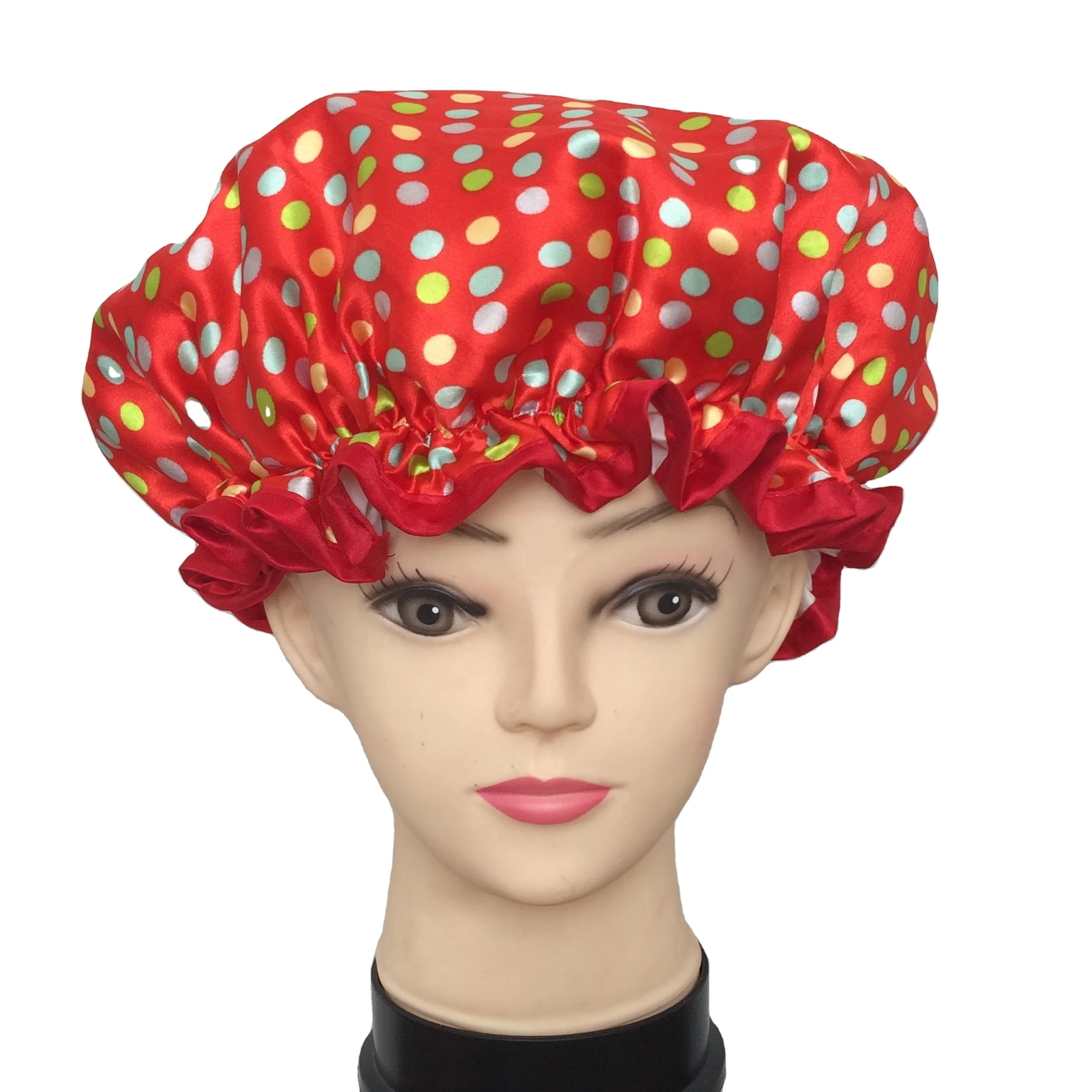 Двухслойные шапочки для душа из полиэстера и атласа с принтом