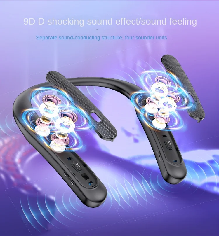 Rambotech Hot Private Model Patent Wearable Sports Neck Hanging Bluetooth Wireless Stereo Surround Stereo Sound Effect BBH-939