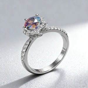 Luxury Wedding Rings Palladium Moissanite Diamond Engagement Single Stone 1ct Moissanite Ring for Women