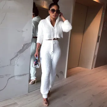 Two Piece Hoodie Crop Top & Long Pants main image 1