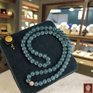 Women's Natural Jadeite Circular Beads Necklace Three Circles Hand Catenary Ethnic Gift Wholesale Original Design YB02