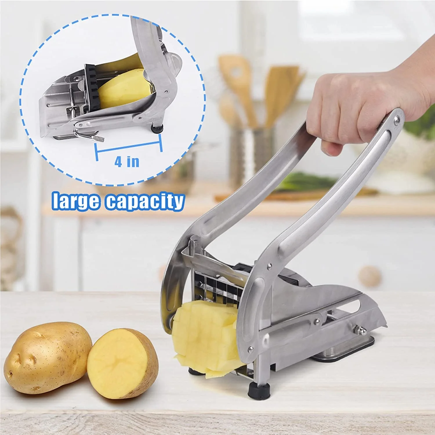 Commercial potato chipper fruit vegetable slicer with 3 stainless