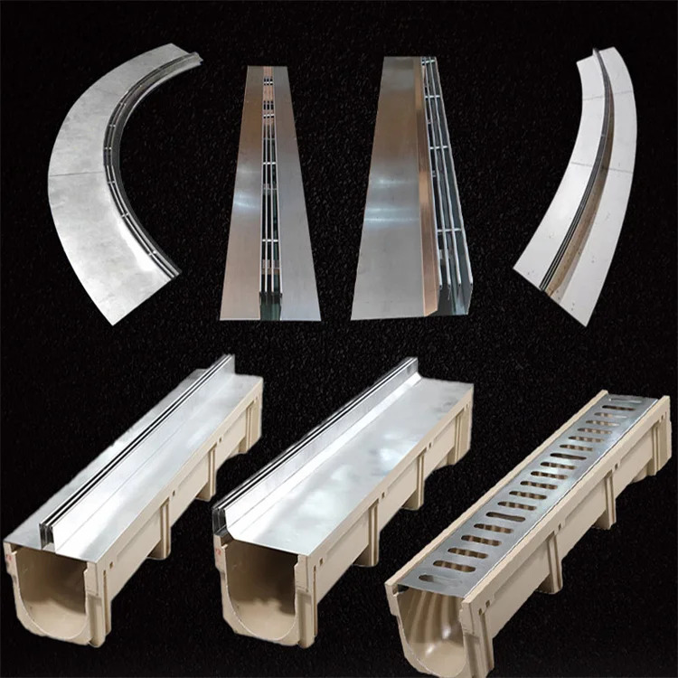 EN 1433  Load Class C 250  E 600 F 900 U Shape Drain Trench Precast Concrete Drainage Channel With Ductile Cast Iron Grating