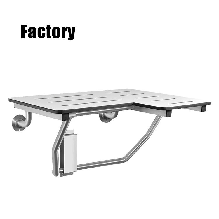 Modern Stainless Steel Shower Seat and Toilet Chair Bathroom Folding Wall-Mounted Contemporary Style Shower Caddy