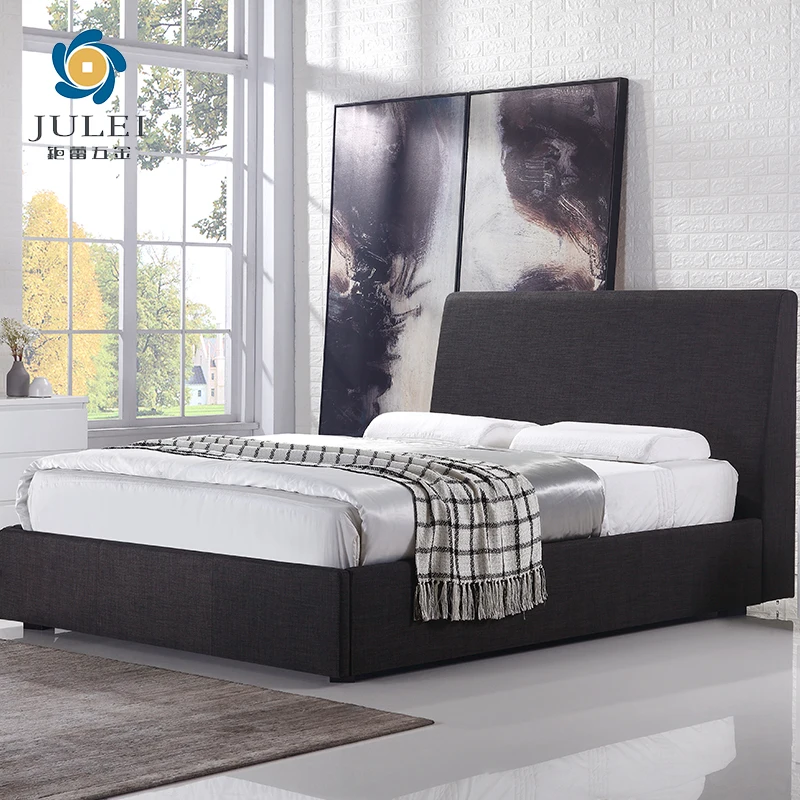 Modern Style Back Bed Design High Headboard Upholstered Gas Lift up Storage Double Size Bed Frame