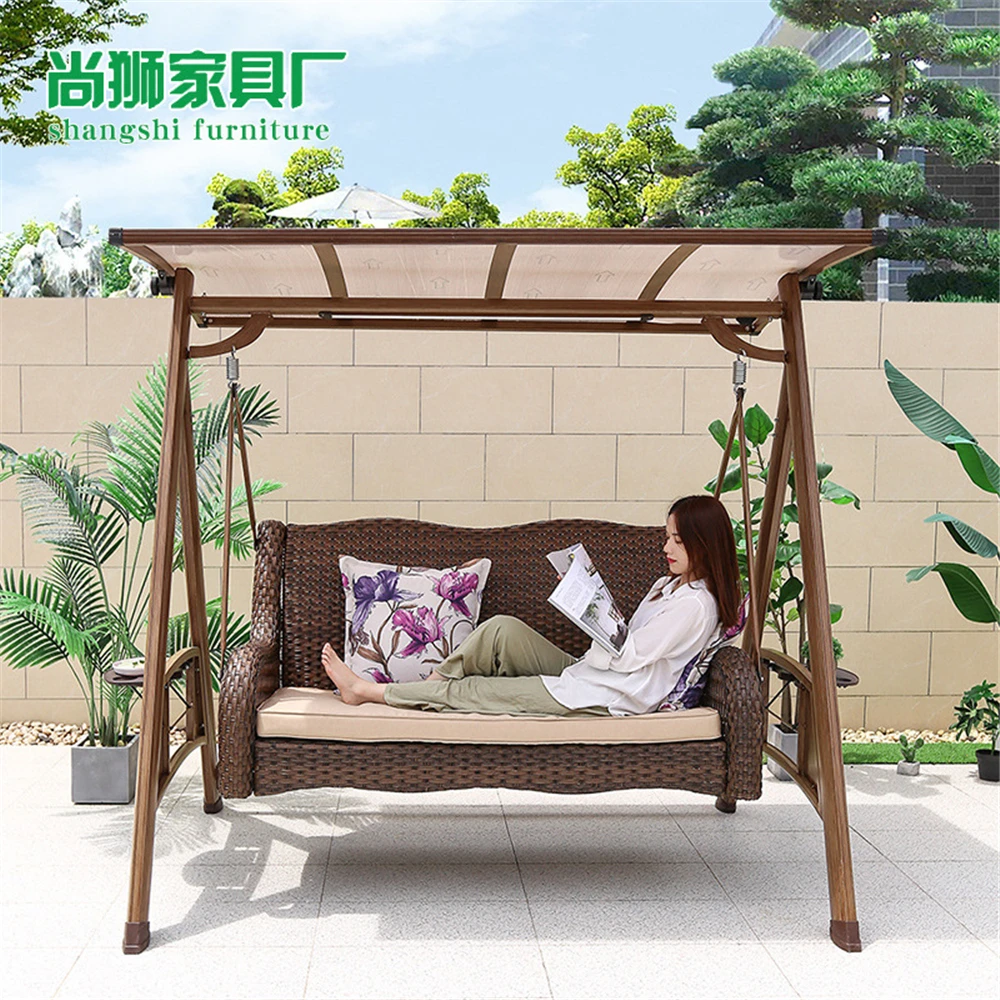 Die cast aluminum patio swing chair rattan luxury leisure aluminum wicker hanging swing chair