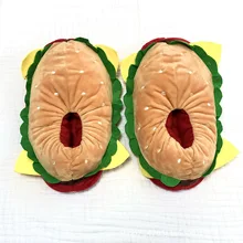 Fashion Couple Hamburger Men Designer Funny Slippers Comfortable Soft Warm Men's Slippers Winter Fur Slippers House Man