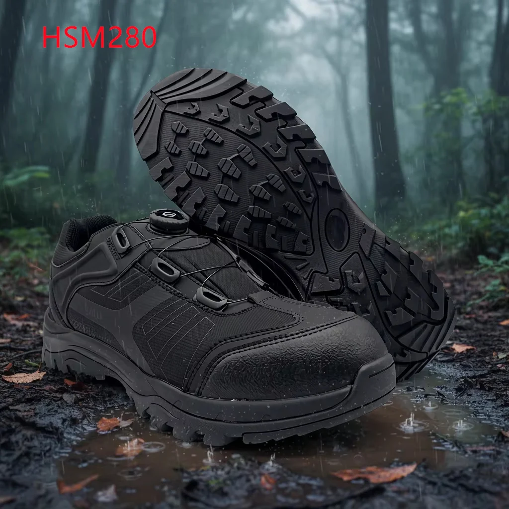 HY,Indonesia Market Low-cut Rotary Buckle Design Combat Boots Outdoor Wading High Elastic Sole Versatile Hiking Boots HSM280