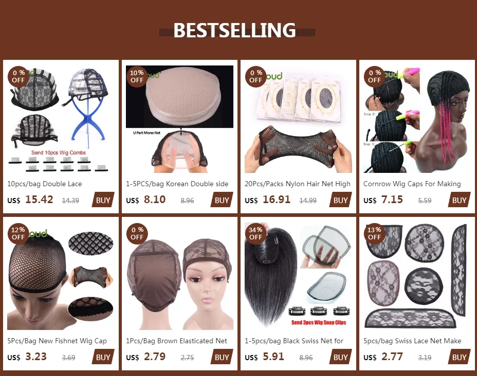10 pcs bag Swiss Lace Net Make Clips Hair Extension Ponytail Toppers Rose Nets Cornrow Caps Wig Accessories_voghion.com
