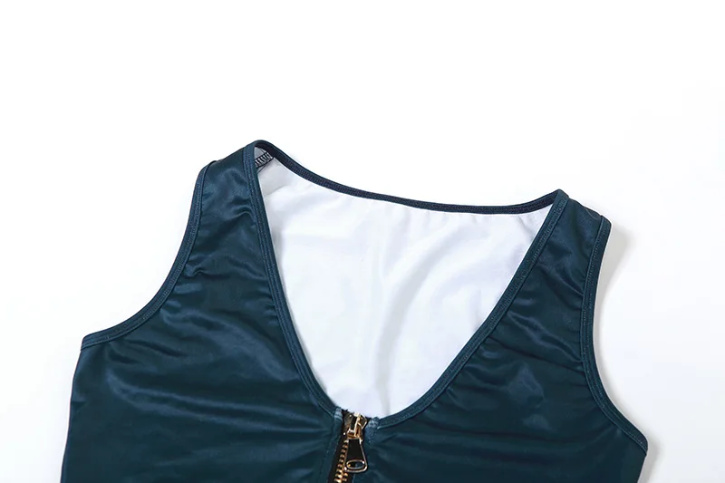 Peeqi K23s38589 Autumn Winter Women's Set Zipper Low Cut Crop Tank Top