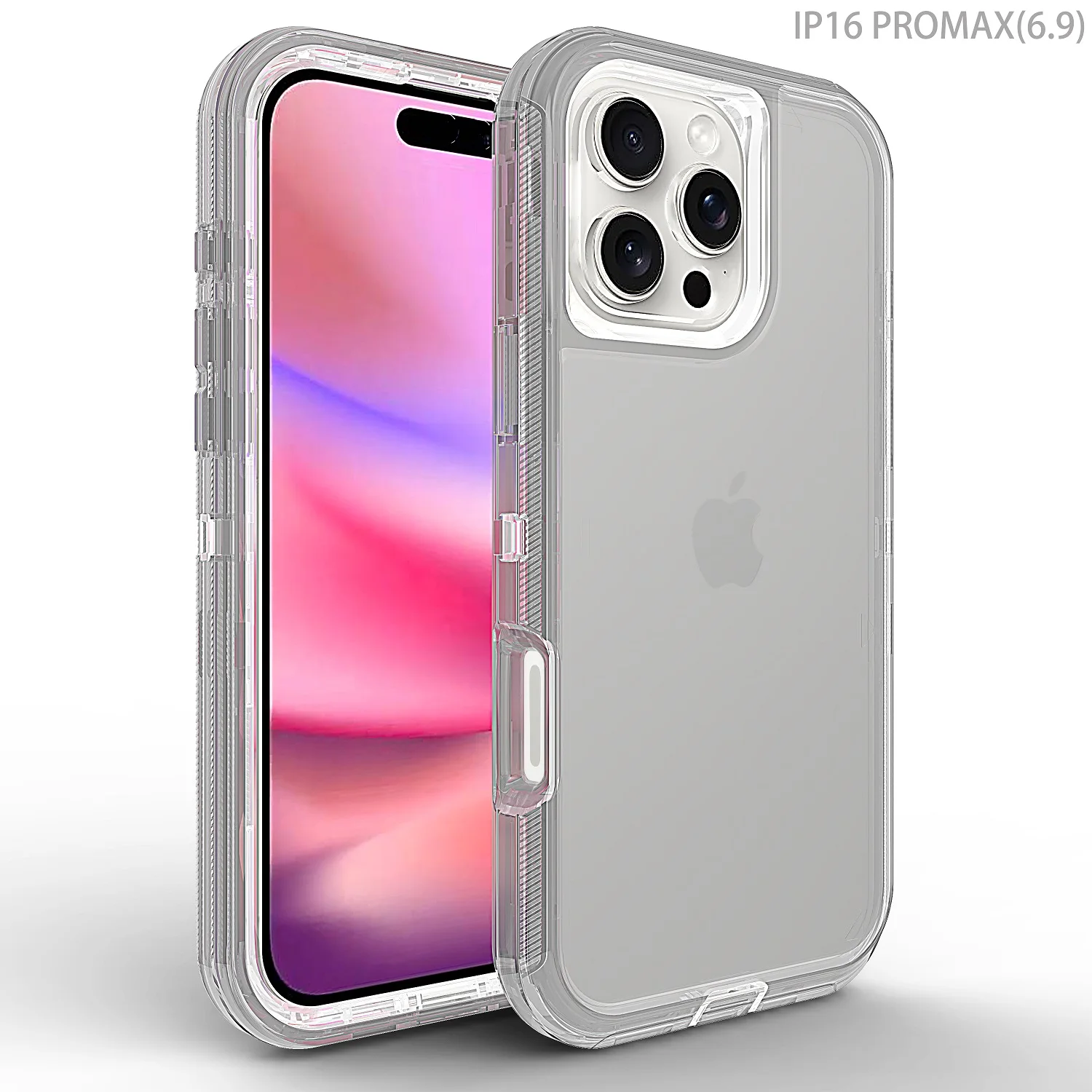 3 in 1 Defender Hybrid Transparent Tough Back Cover Protective Phone Case for iPhone 16 16pro 16 Pro Max