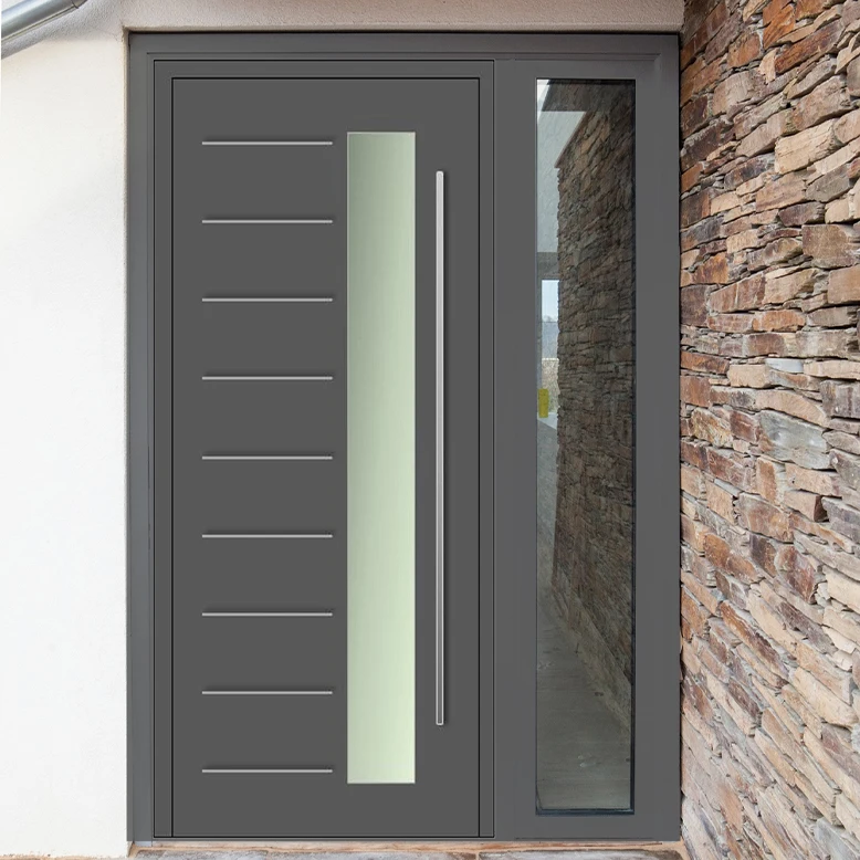Latest Design Korean Style House Customized Size Wooden Glass Main Entrance Doors