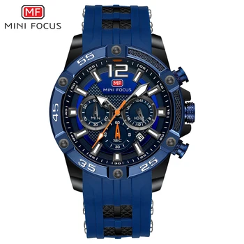 Mini Focus Quartz Sport Military Stainless Steel watches men luxury brand with Big Dial Silicone Band