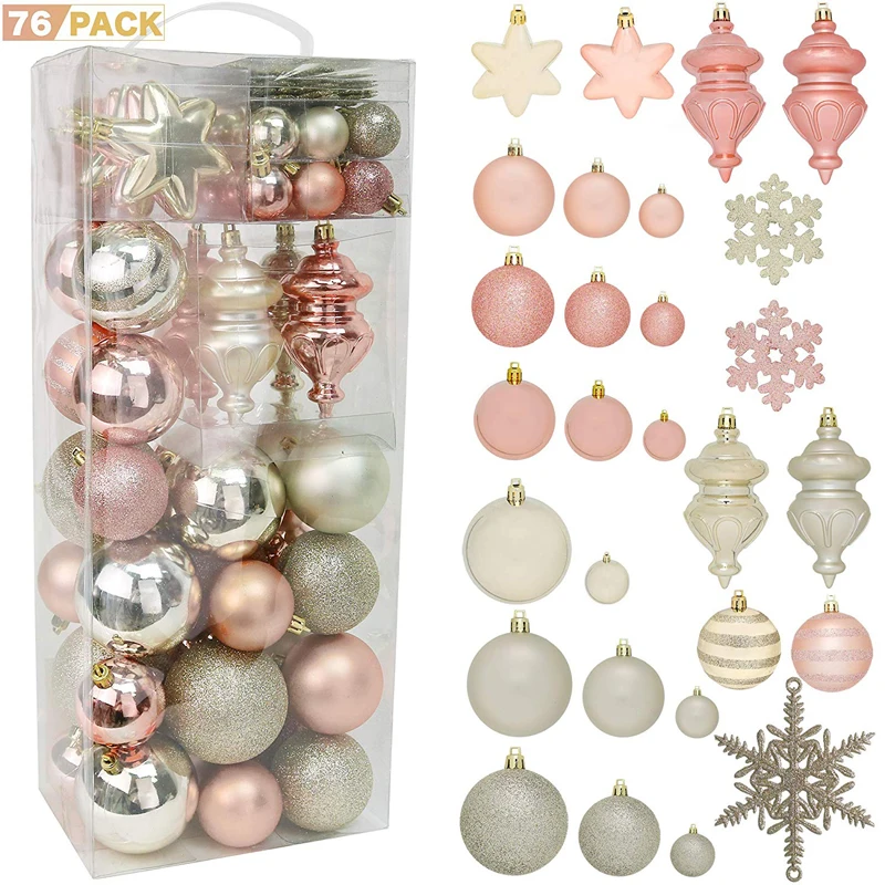 Assortment Set of Durable PVC Christmas Hanging Snowflake Ball Ornaments Customizable Size for Tree Decoration Packaged in a Box