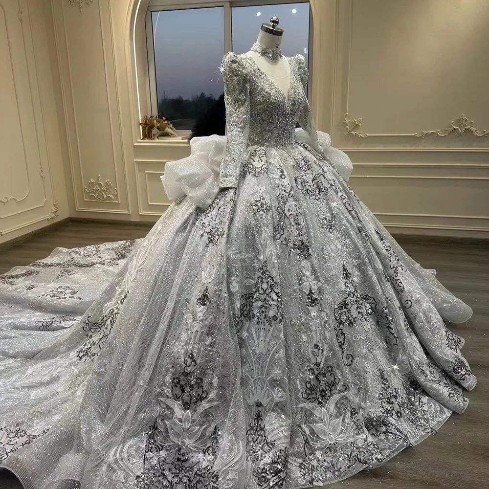gray princess dress Princess Gray Tulle Lace Off the Shoulder Evening Dress Glitter Applique  Embroidery Quinceanera Dress Yl0039