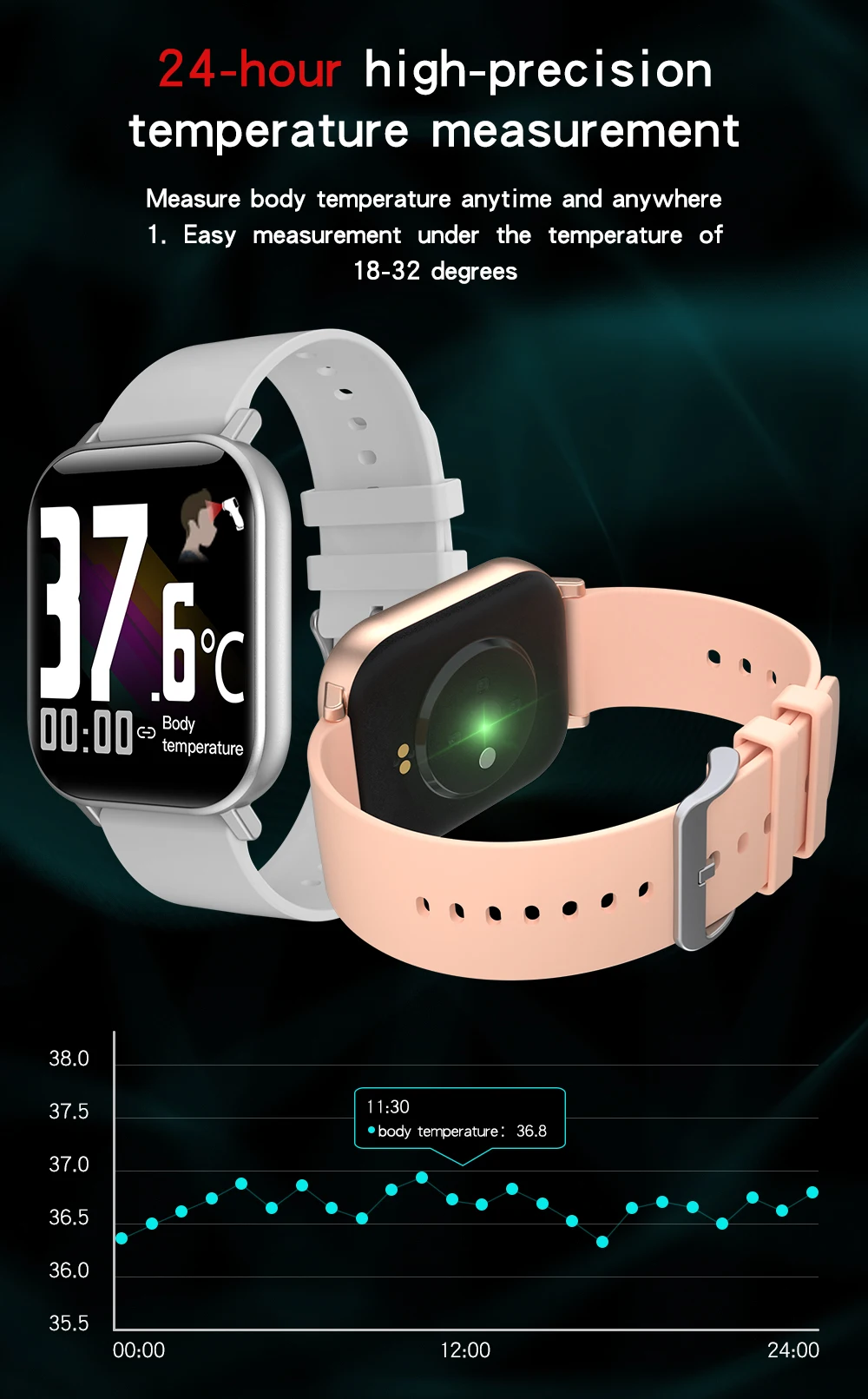 Новый смарт-браслет для измерения температуры, фитнес-трекер для измерения артериального давления, смарт-браслет для измерения температуры