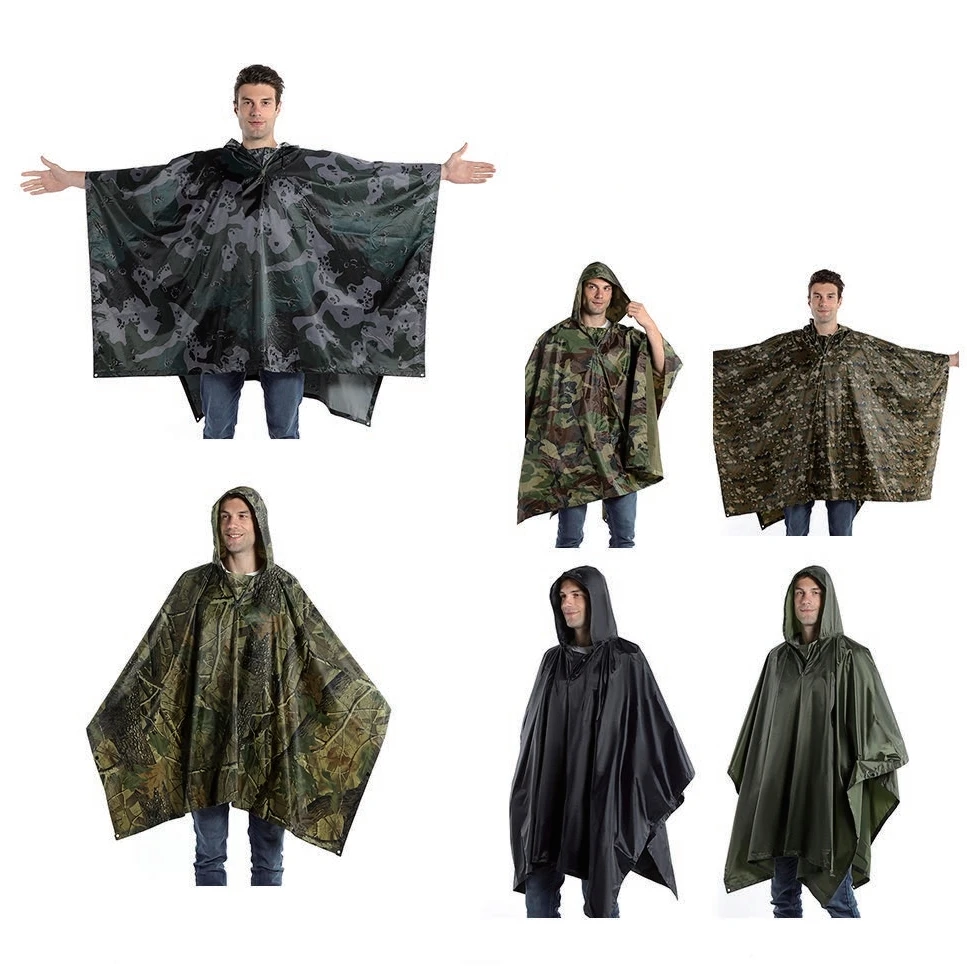 DFR0126 Tactical Poncho: 20000mm Waterproof Rain Gear for Adults
