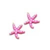 28*25mm gold Starfish double-sided Fuchsia