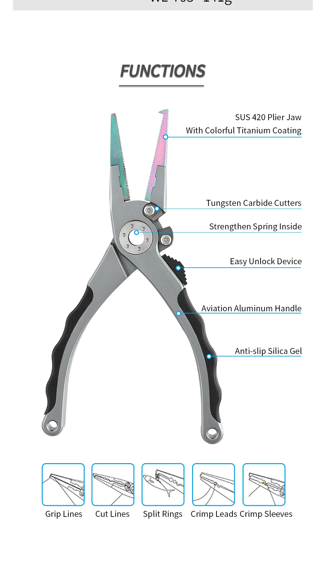 Multifunctional Aluminum Alloy Lure Fishing Plier Saltwater Line Cutter