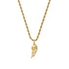 Trendy Design Jewelry Link Chain Feather Wing Pendant Stainless Steel Necklace For Men