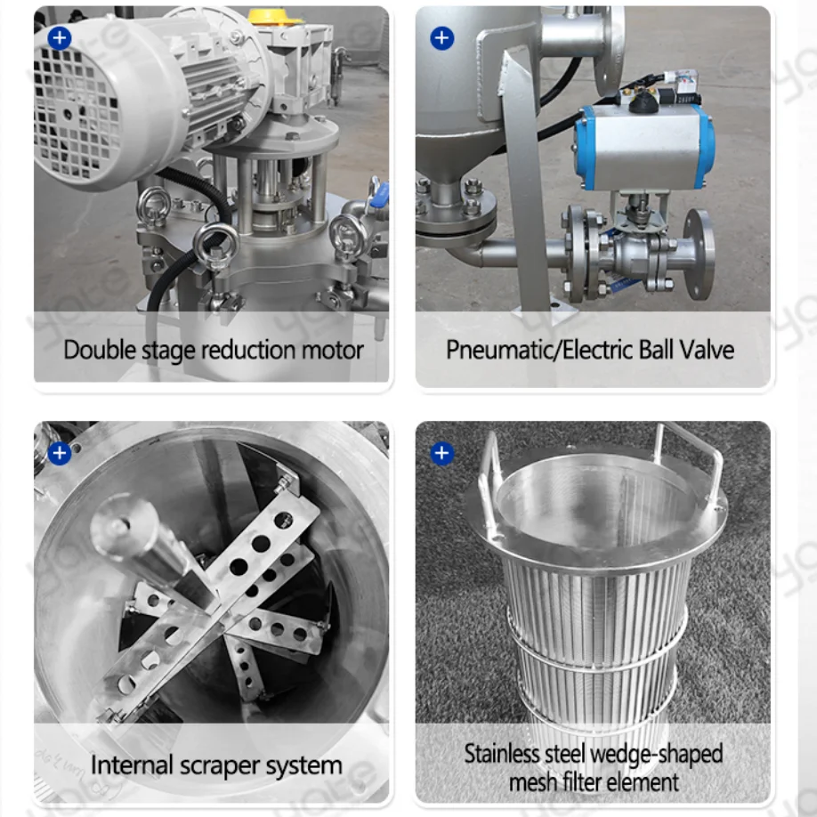 Stainless Steel Filter Developed Fully Automatic Internal Scraper Filter for Viscous Liquids Resin Honey Glue