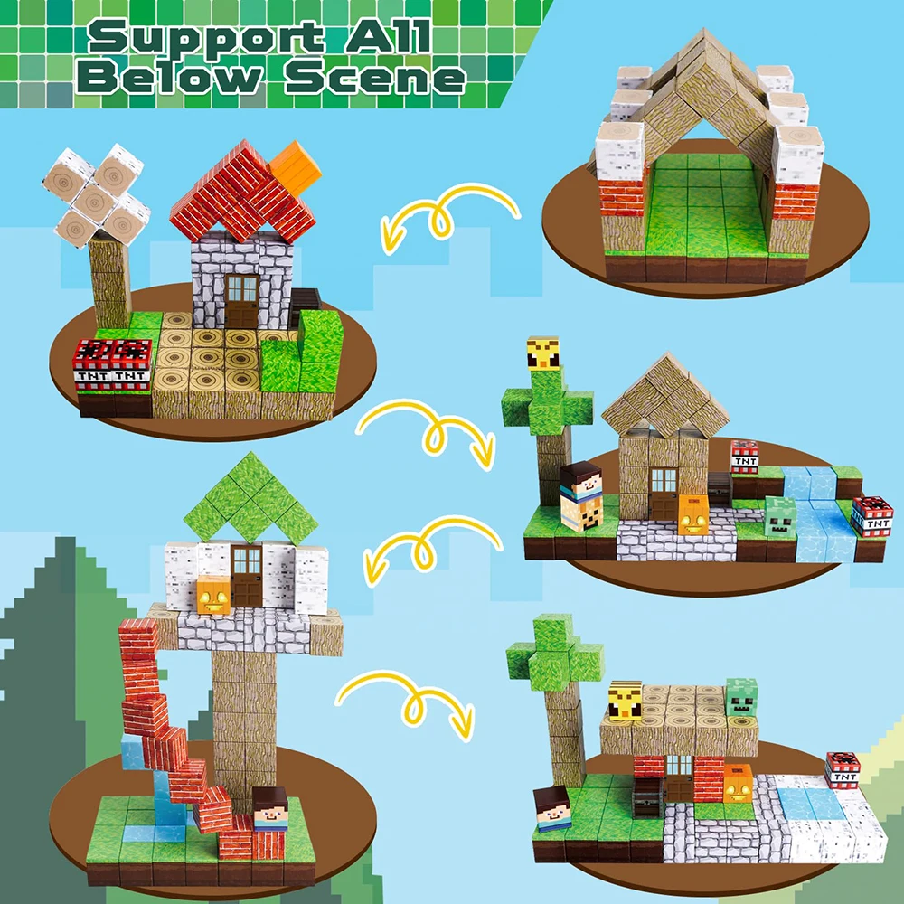 Jouets de construction magnétiques - 224 pièces - Minecraft - Montessori - éducatif