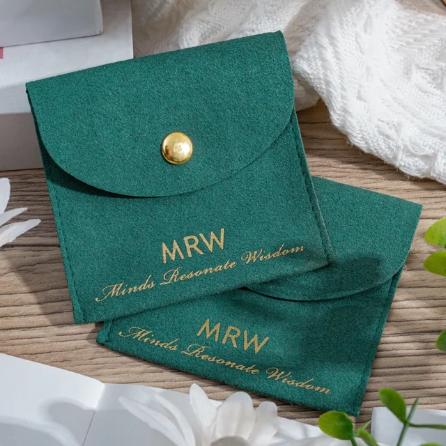 Wholesale Microfiber Packaging Pouch Velvet Suede Microfiber Embossed Envelope Jewelry Pouch With Logo flexography