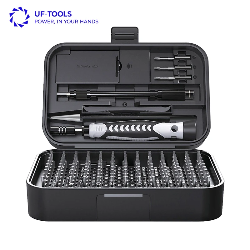 Professional 130-in-1 Multi Bit Screwdriver Set Laptop Mobile Phone DIY Repair Tool Kit Chrome Box Includes Phillips Slotted