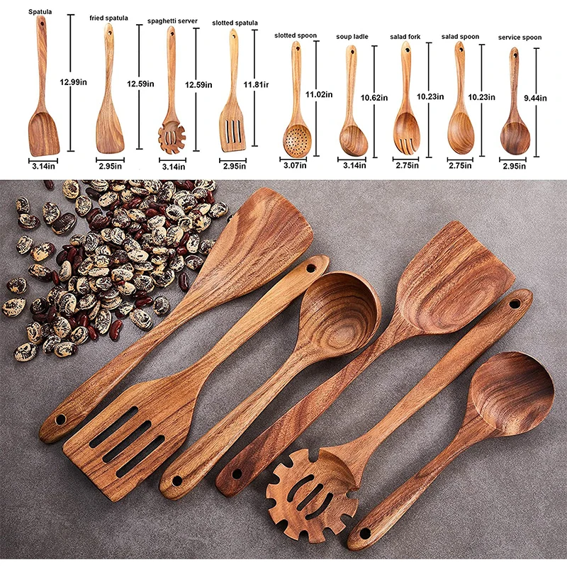 Hot Sale Durable Non Stick Kitchen Acacia Wood Cooking Tools Spoon