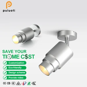 PULUOTI 7W Silver COB Surface LED Ceiling Adjustable Spotlights 15-60° Beam Angle Aluminum Wall Washing Light for Indoor Use