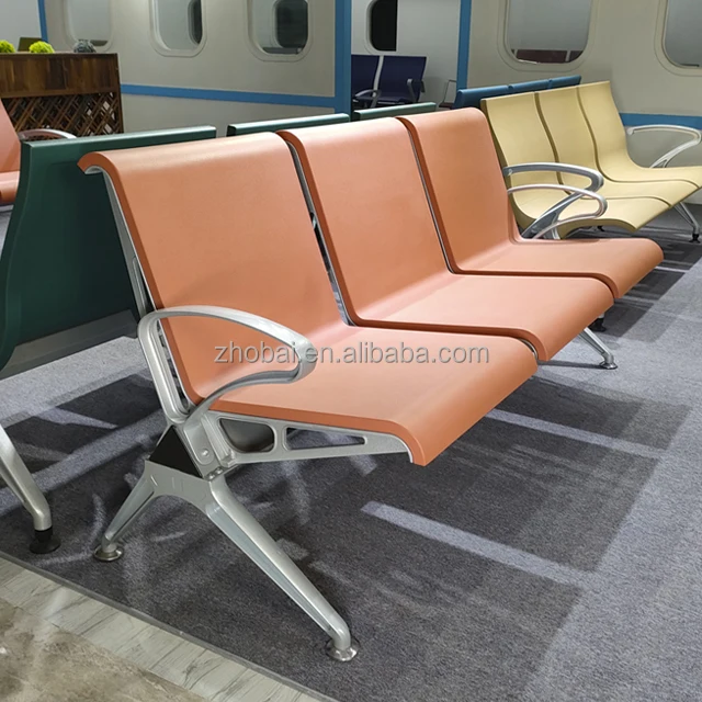 Modern PU Leather 3 Seats Armrest Waiting Room Chairs for Clinics Airports Hospitals Barber Salons Reception Guests Gyms 4