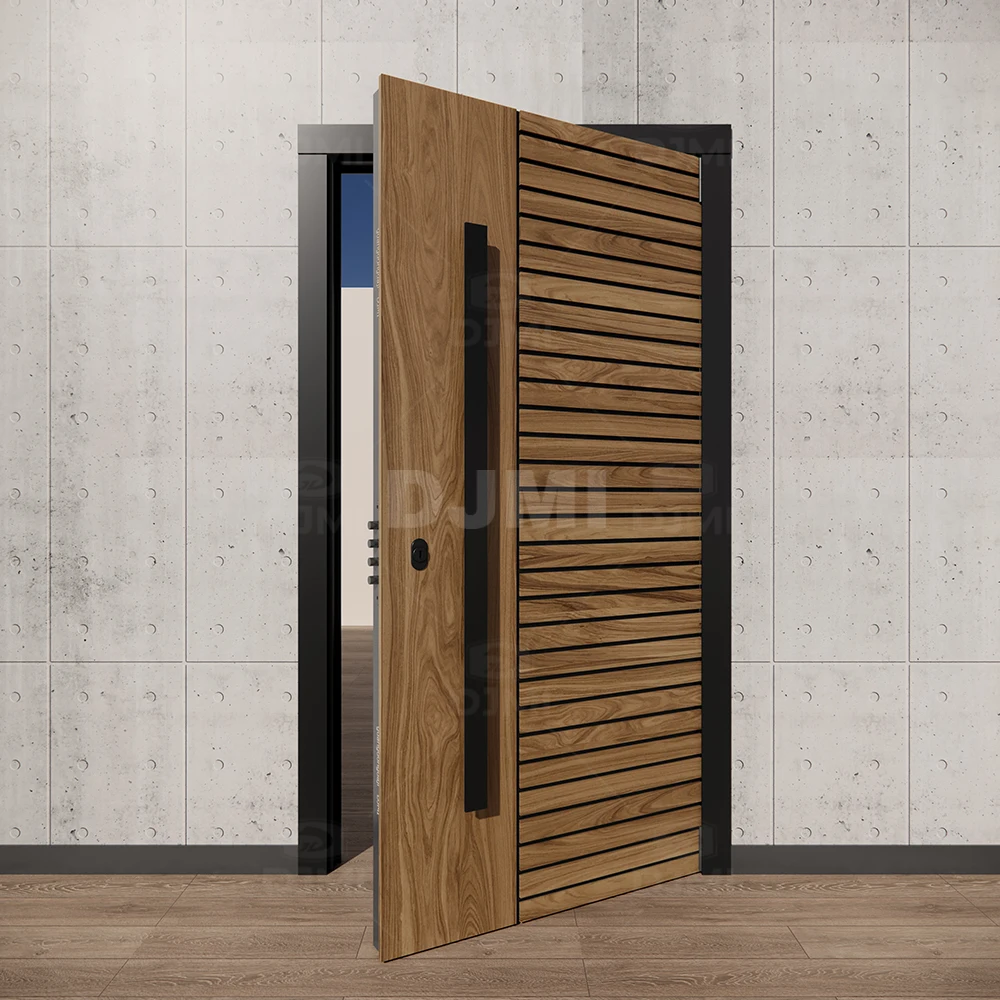 Front Modern Pivot Doors With Handle Wooden Entrance Door Modern Villa Main Door