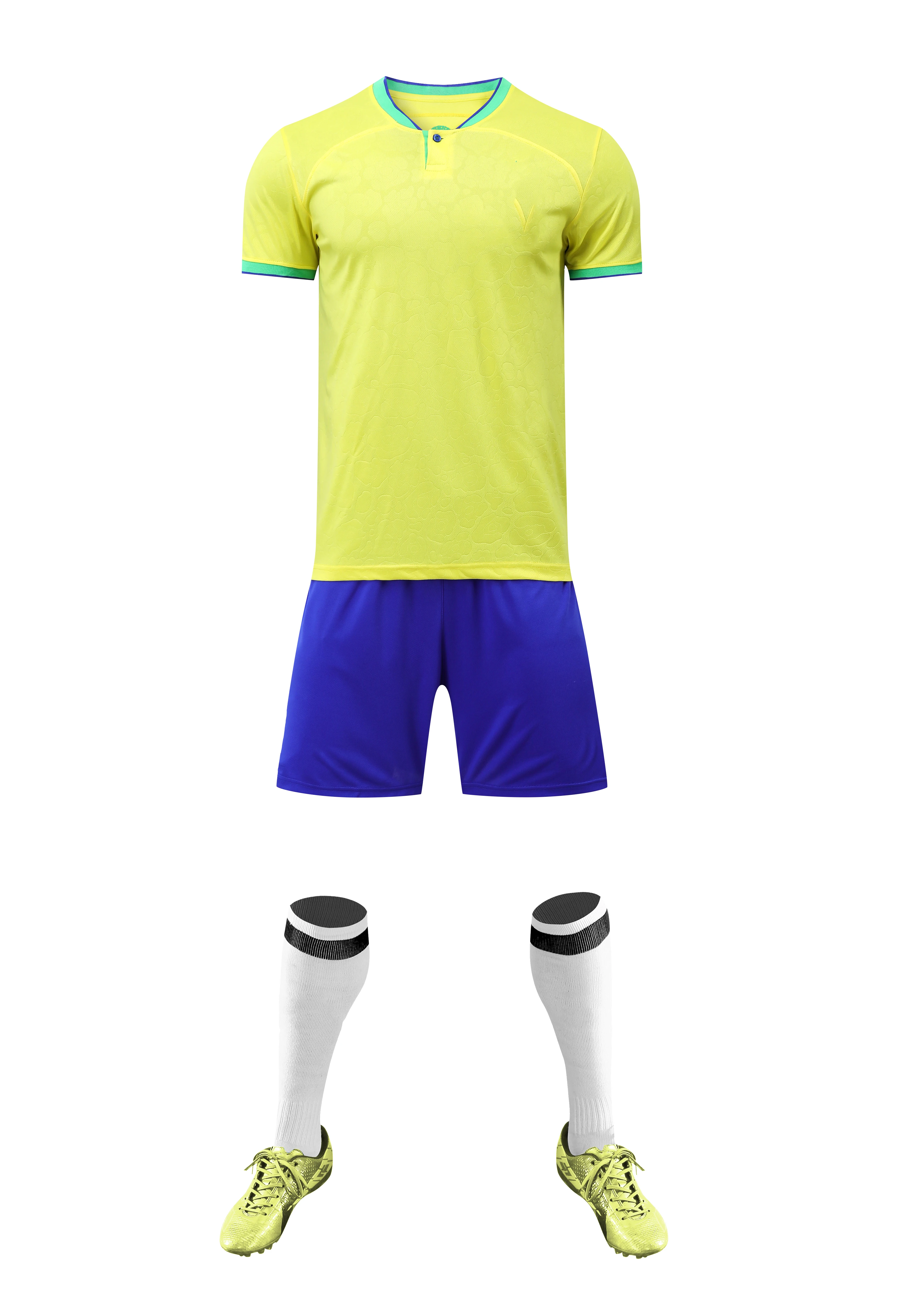 Brazil Home 2022 World Cup Football Jersey And Shorts In India.